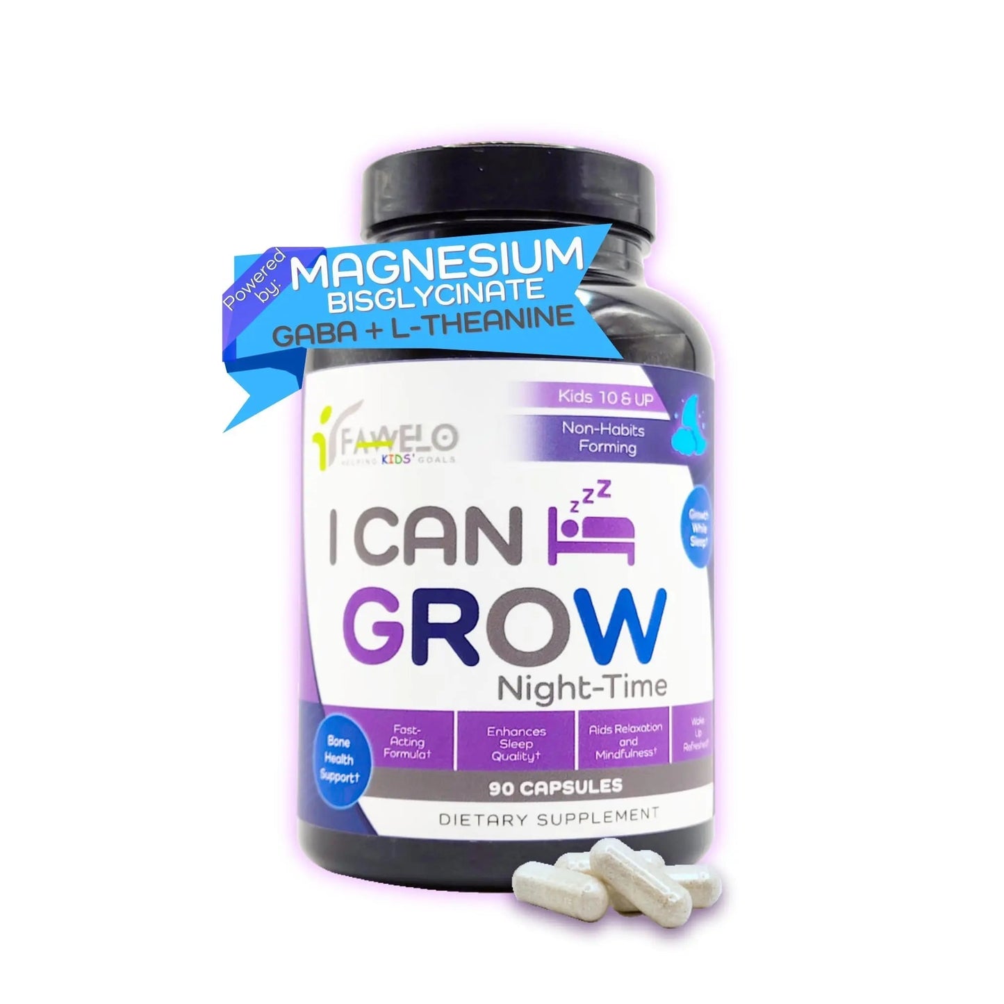 I Can Grow NightTime Kids Vitamins Multivitamin Sleep Aid | Magnesium for Kids with Magnesium Bisglycinate | Natural Calm & Recovery | FaweloBuy Supplements Australia