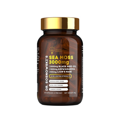 Dr Sosnowski's BioActive Sea Moss | 8-in-1 Formula Enriched with Black Seed, Ashwagandha, Turmeric, Manuka Honey, Lion's Mane, Royal Jelly, Bee Propolis Extract | 60 Capsules Dr Sosnowski'sBuy Supplements Australia
