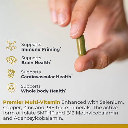 Premier Research Labs Multi-Vitamin - Immune, Brain & Heart Support | with Prebiotics and Postbiotics | Vegan Capsules for Men & Women Premier Research Labs