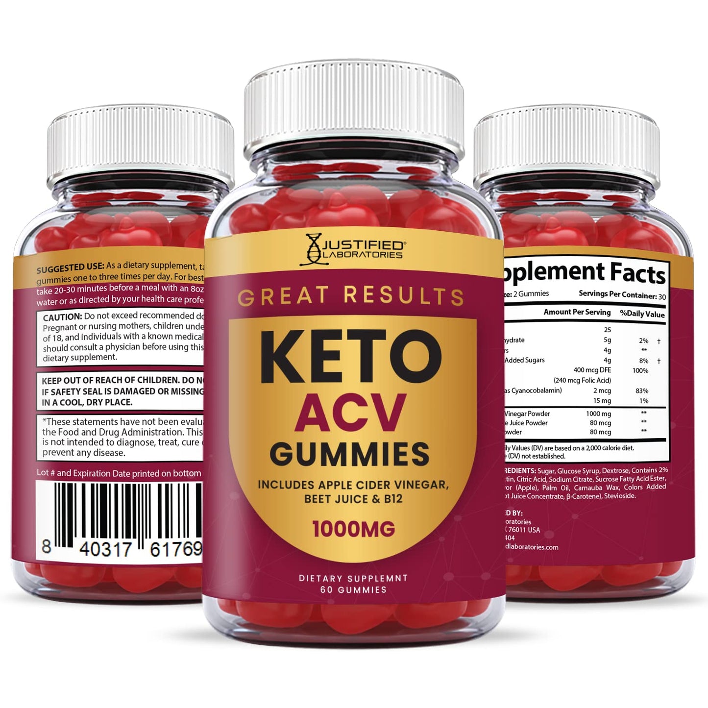 Justified Laboratories (10 Pack) Great Results Keto ACV Gummies 1000MG Justified LaboratoriesBuy Supplements Australia
