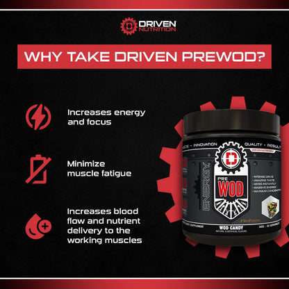Driven PREWOD Energy Matrix, 50 Servings - Pre-Workout Supplement with Caffeine & Beta-Alanine - Energy, Focus, Strength, & Endurance for High-Intensity Training & Weight Lifting - Green Apple