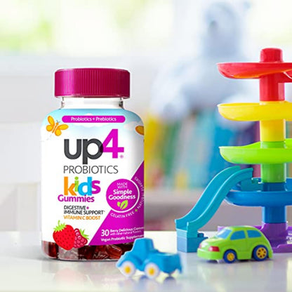 up4 Kids Probiotic Gummies, Digestive and Immune Support with Prebiotics and Vitamin C, Gelatin Free, Gluten Free and Non-GMO, For Ages 3+, 30 count up4Buy Supplements Australia