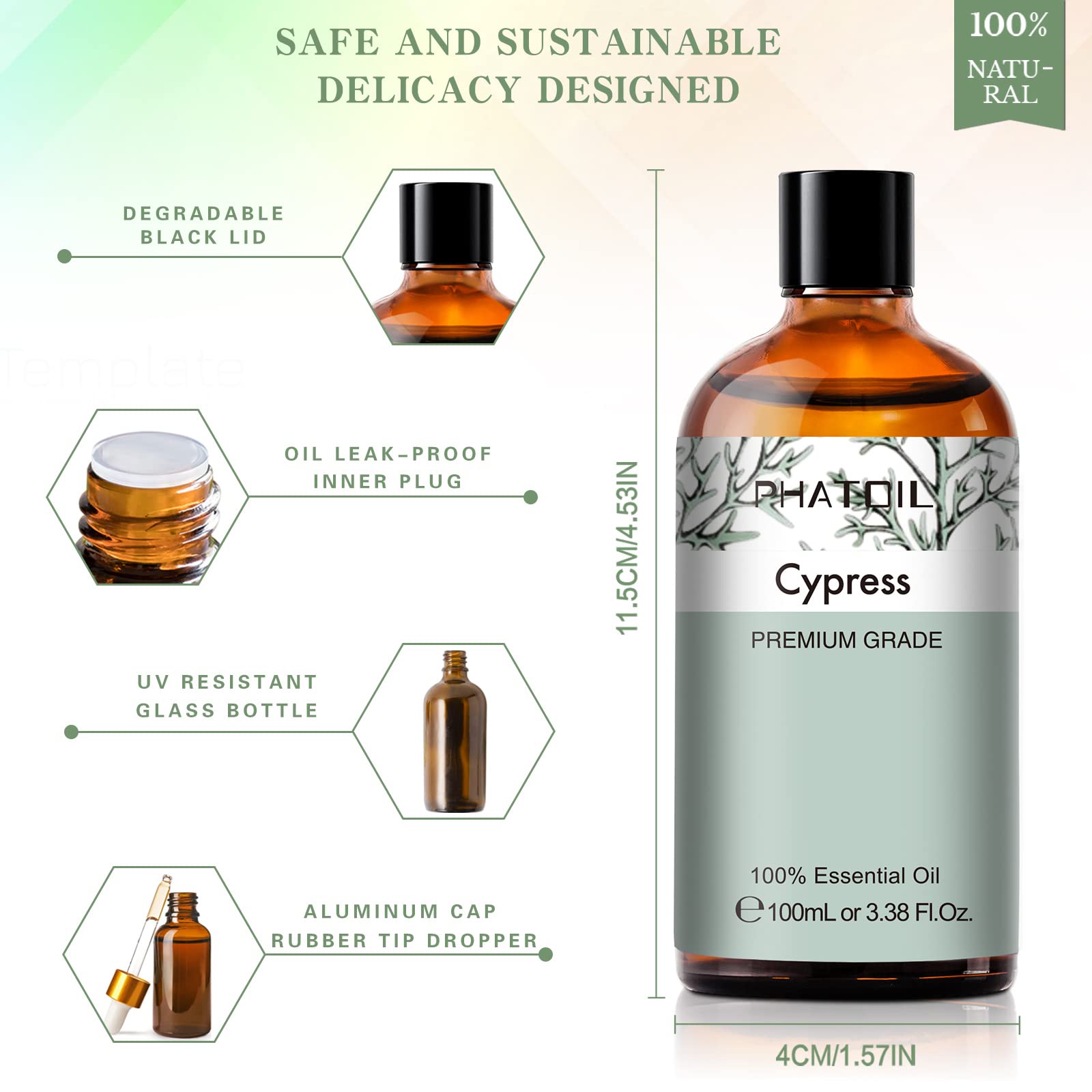 Cypress 3.38fl.oz Essential Oil, PHATOIL Aromatherapy Essential Oils for Diffuser, Humidifier PHATOILBuy Supplements Australia