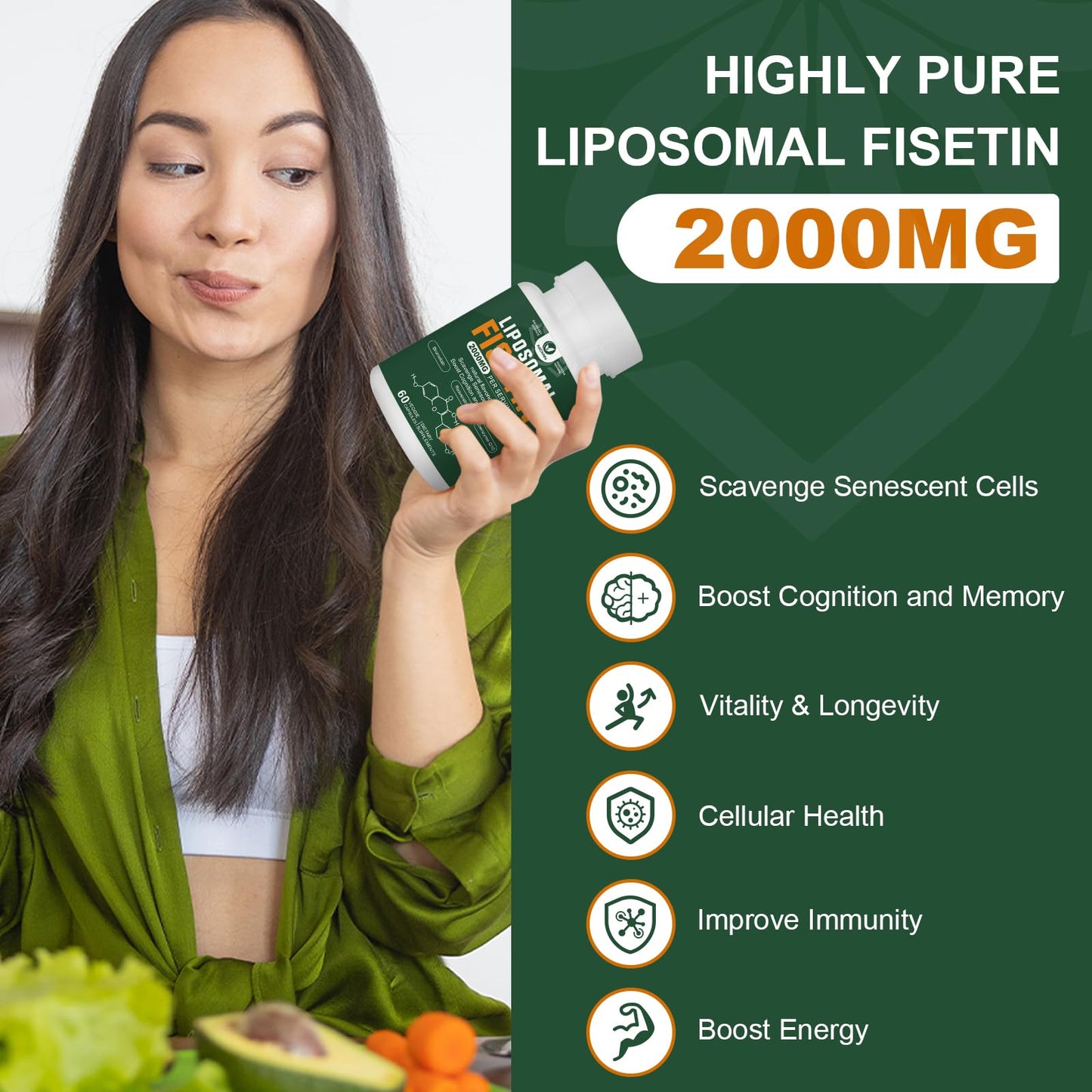 Liposomal Fisetin Supplement, 2000MG, 98% Pure Fisetin Polyphenols Antioxidants, with Quercetin, TMG and Resveratrol, for Healthy Aging, Cognitive Support, 120 Capsules NICMINBuy Supplements Australia