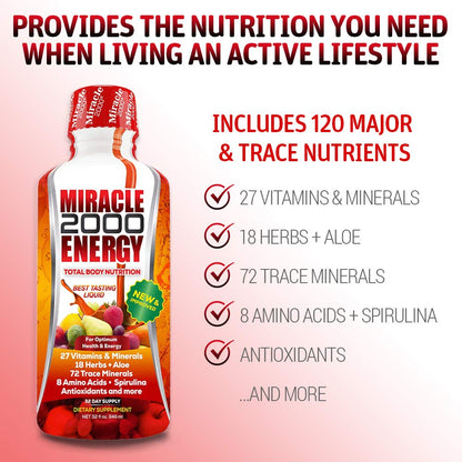 Century Systems - Miracle 2000, Complete Liquid Multivitamin and Mineral Supplement with Amino Acids and Antioxidants, 32 Ounces Century SystemsBuy Supplements Australia