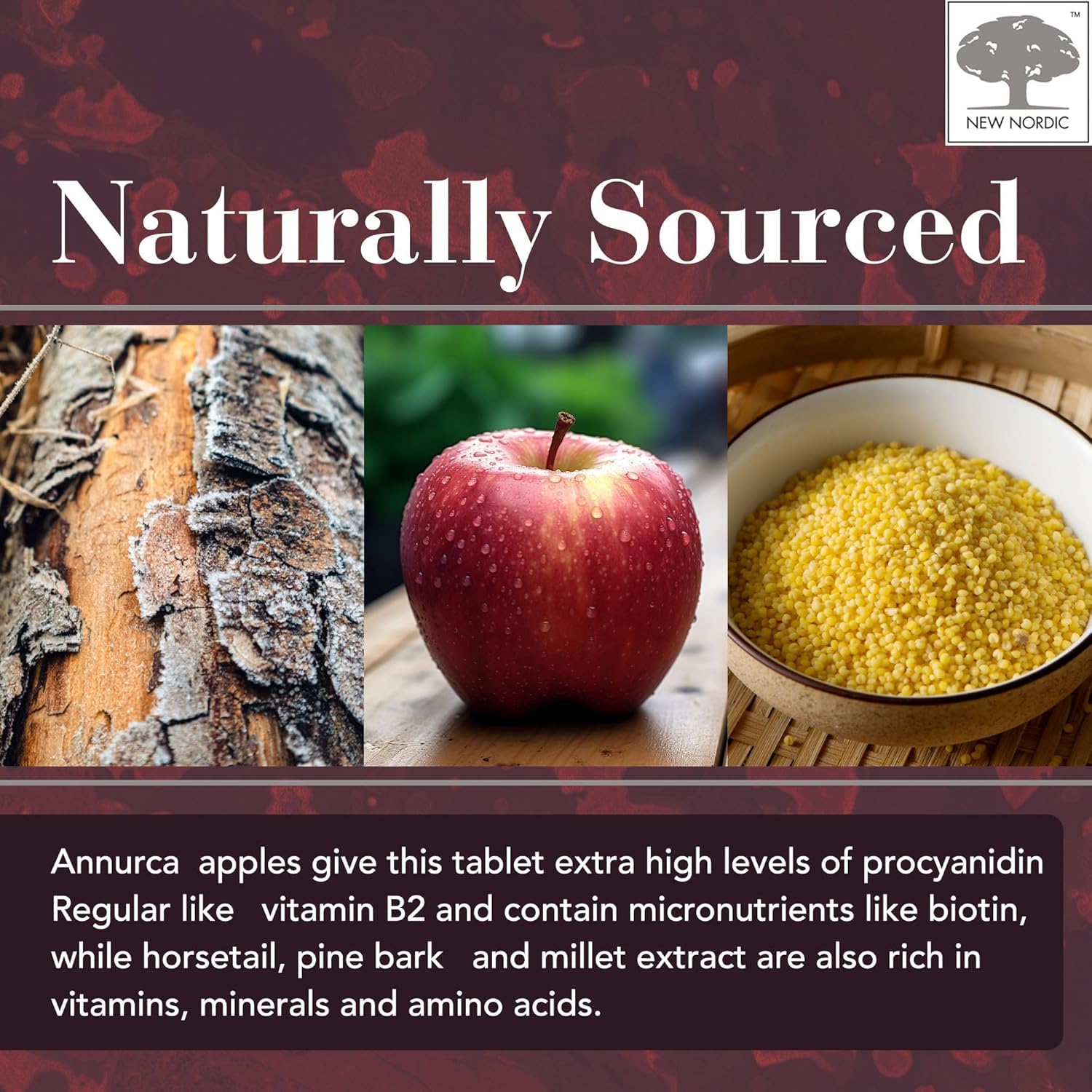 New Nordic Hair Volume Menopause, Supports Healthy Hair Growth During and After Menopause, Pine Bark and Annurca Apple Extract, 30 Tablets NEW NORDICBuy Supplements Australia