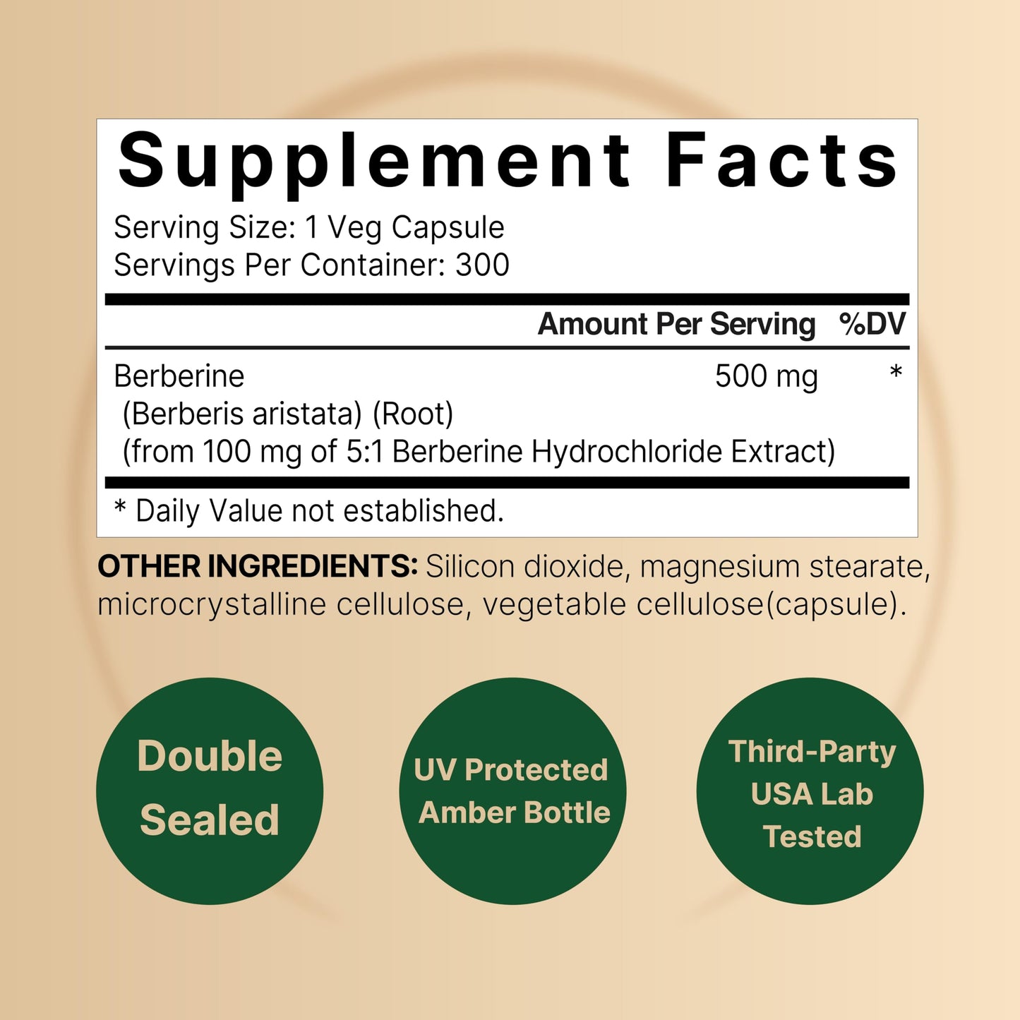 Berberine Supplement 500mg | 300 Veggie Capsules, 97% Pure Berberine HCL – 5:1 Root NatureBellBuy Supplements Australia