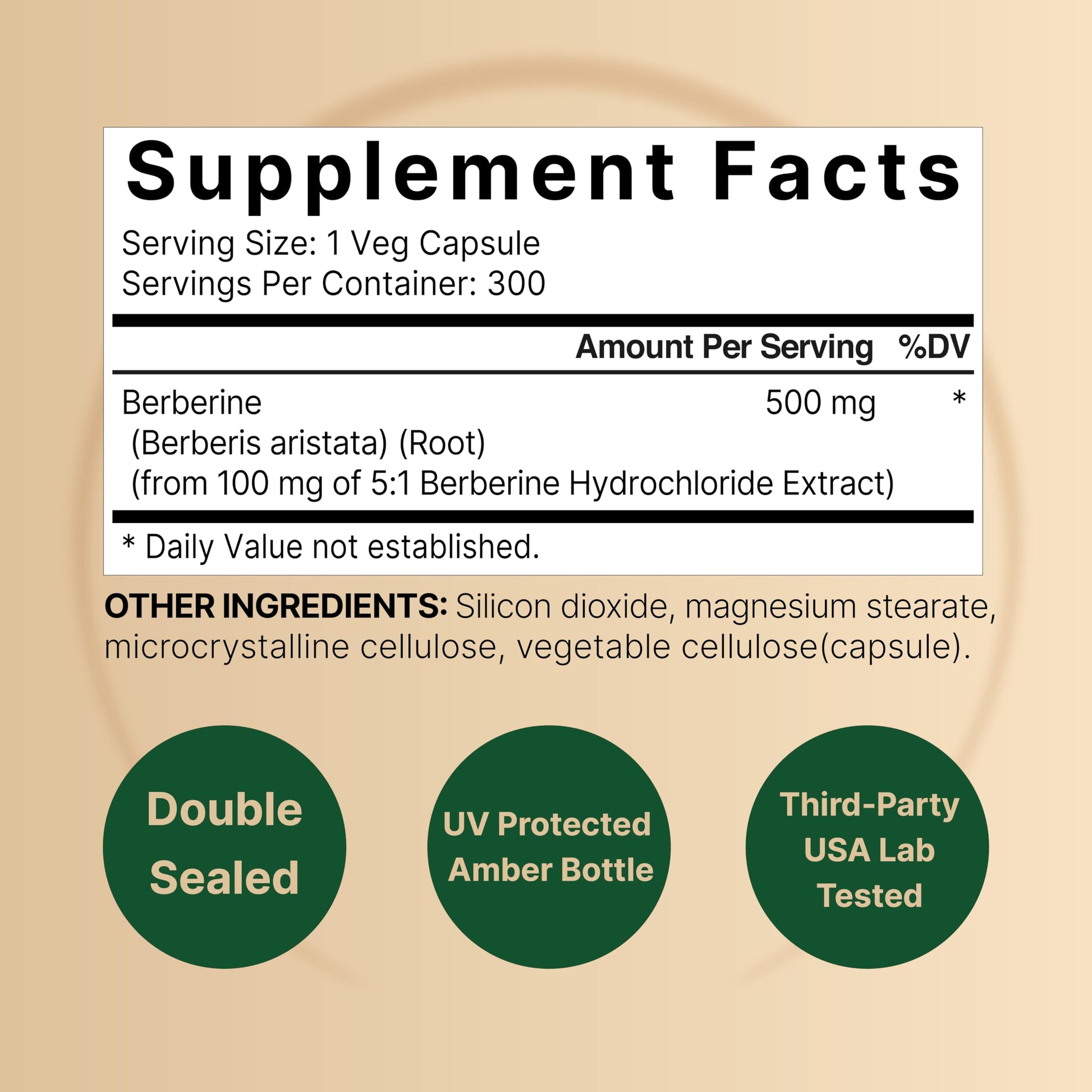 Berberine Supplement 500mg | 300 Veggie Capsules, 97% Pure Berberine HCL – 5:1 Root NatureBellBuy Supplements Australia