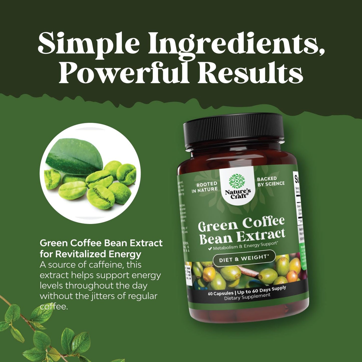 Pure Green Coffee Bean Extract - Super Energizing Green Coffee Extract with 50% Chlorogenic Natures CraftBuy Supplements Australia