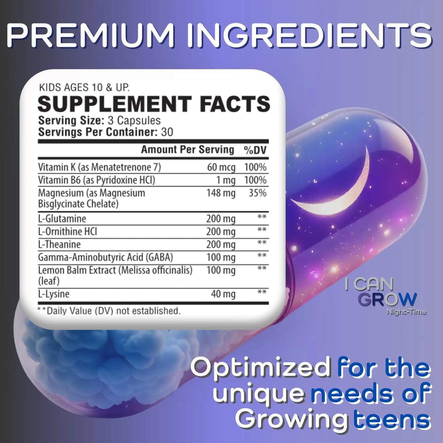 I Can Grow NightTime Kids Vitamins Multivitamin Sleep Aid | Magnesium for Kids with Magnesium Bisglycinate | Natural Calm & Recovery | FaweloBuy Supplements Australia