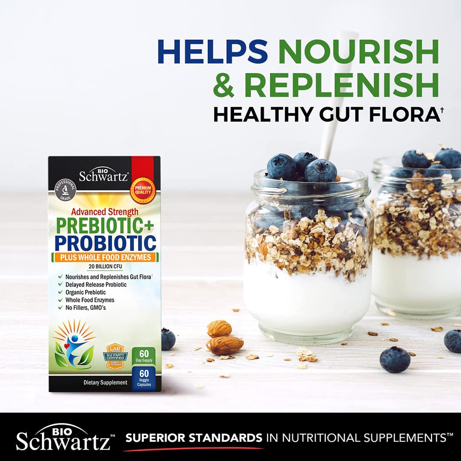 Prebiotics and Probiotic with Whole Food Enzymes for Adults Women & Men BioSchwartzBuy Supplements Australia