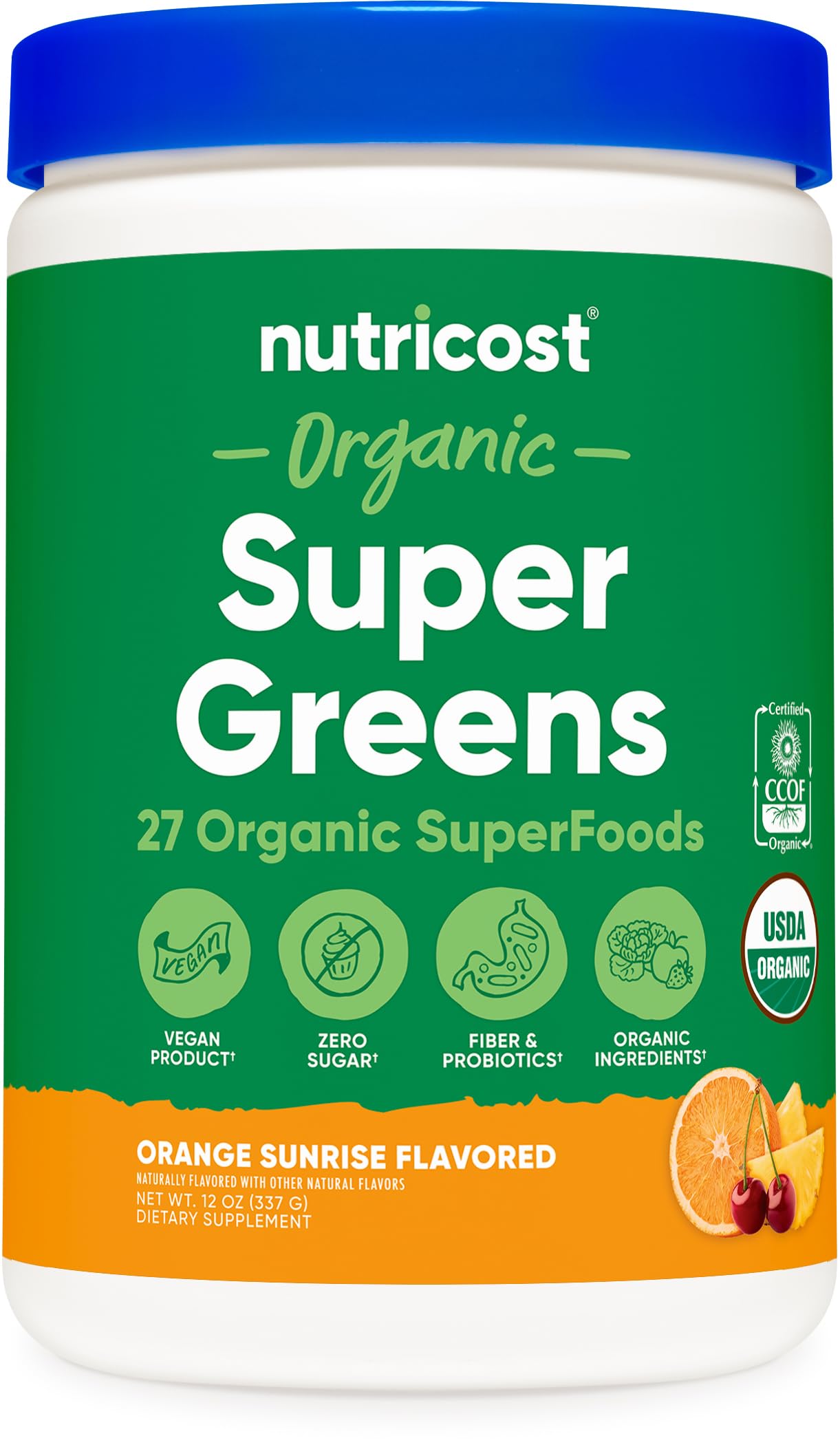 Nutricost Organic Super Greens Powder (30 Servings) Orange Sunrise Flavor - Superfood Supplement Drink Mix NutricostBuy Supplements Australia