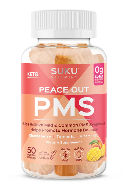 SUKU Vitamins - PMS Gummy Supplement with Chasteberry to Relieve PMS and Menopause Peach Mango Gummies (50 Count) SUKUBuy Supplements Australia