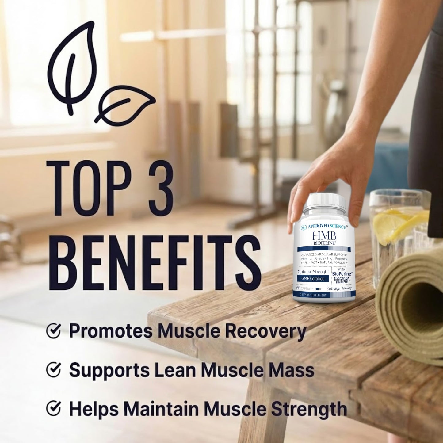 Approved Science HMB - 1500mg High Potency HMB Supplement with Calcium & BioPerine for Absorption - Muscle Health & Exercise Performance - 60 Vegan Capsules - Pack of 3 Approved ScienceBuy Supplements Australia