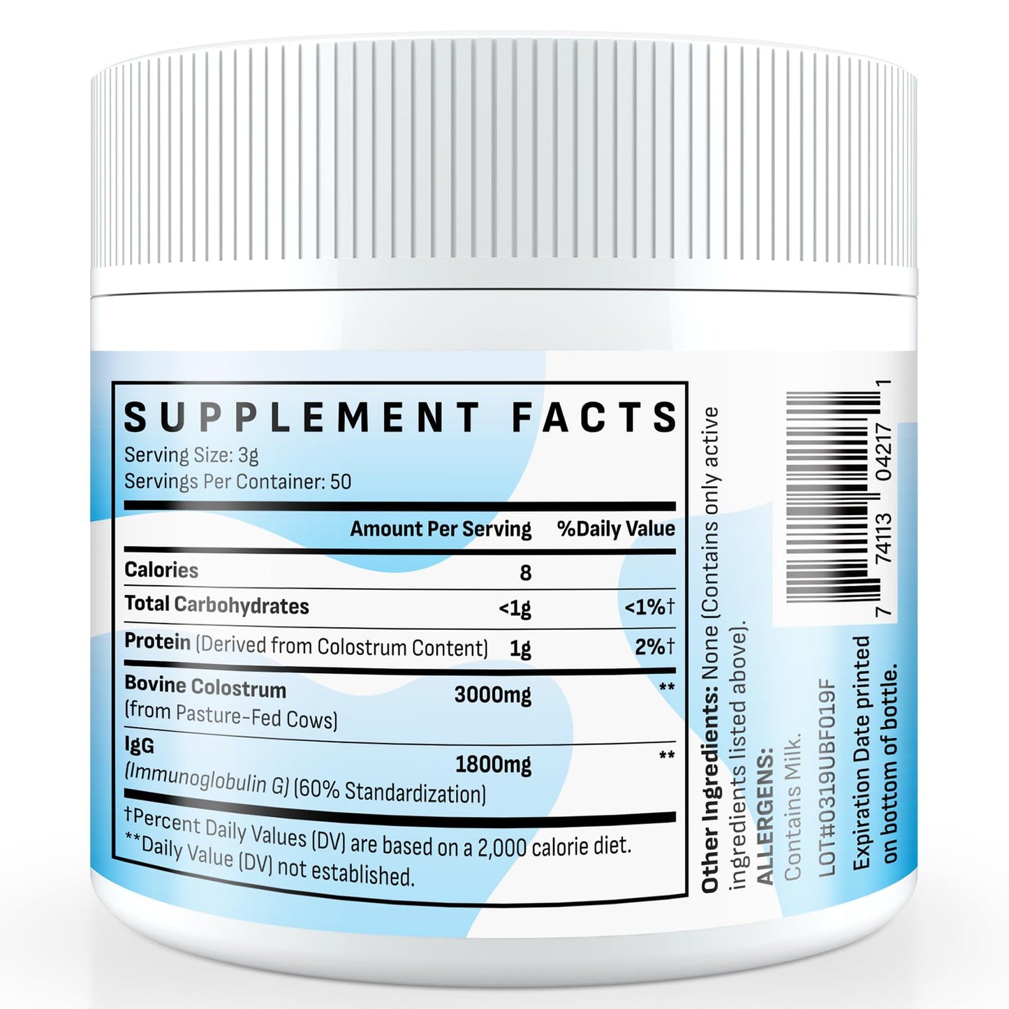 Energievoll Bovine Colostrum Supplement Powder - 60% IgG 3000 mg for Gut, Hair Growth, Beauty, and Immune, Easy to Mix, Unflavored (50 Servings) EnergievollBuy Supplements Australia