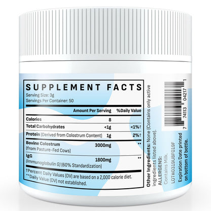 Energievoll Bovine Colostrum Supplement Powder - 60% IgG 3000 mg for Gut, Hair Growth, Beauty, and Immune, Easy to Mix, Unflavored (50 Servings) EnergievollBuy Supplements Australia