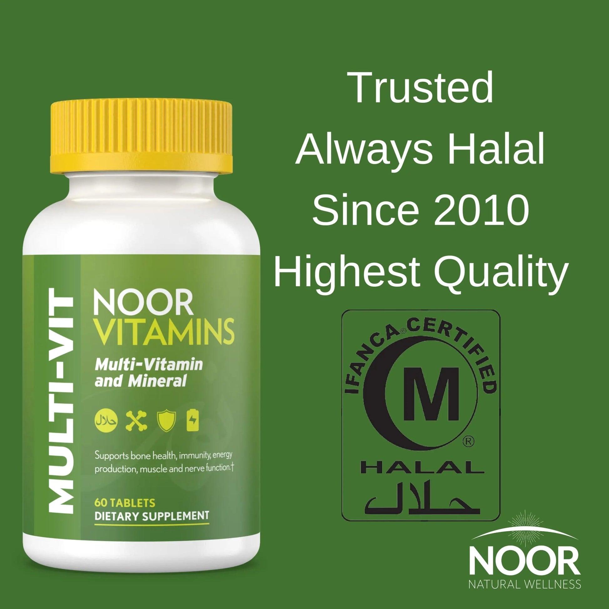 Noor Vitamins Halal Vitamins, Daily Multivitamin, Halal Vitamin for Women and Men, 30 Vitamins & Minerals, A, B12, C, Iron, Zinc to support general health Noor VitaminsBuy Supplements Australia