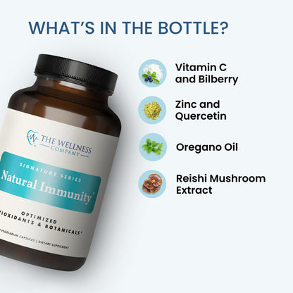 Natural Immunity - Botanical Immune Boost, Targeted Nutrients, T-Cell Support - Oregano, Reishi, Zinc, Vitamin C, Quercetin | 120 (2 Month Supply) The Wellness CompanyBuy Supplements Australia