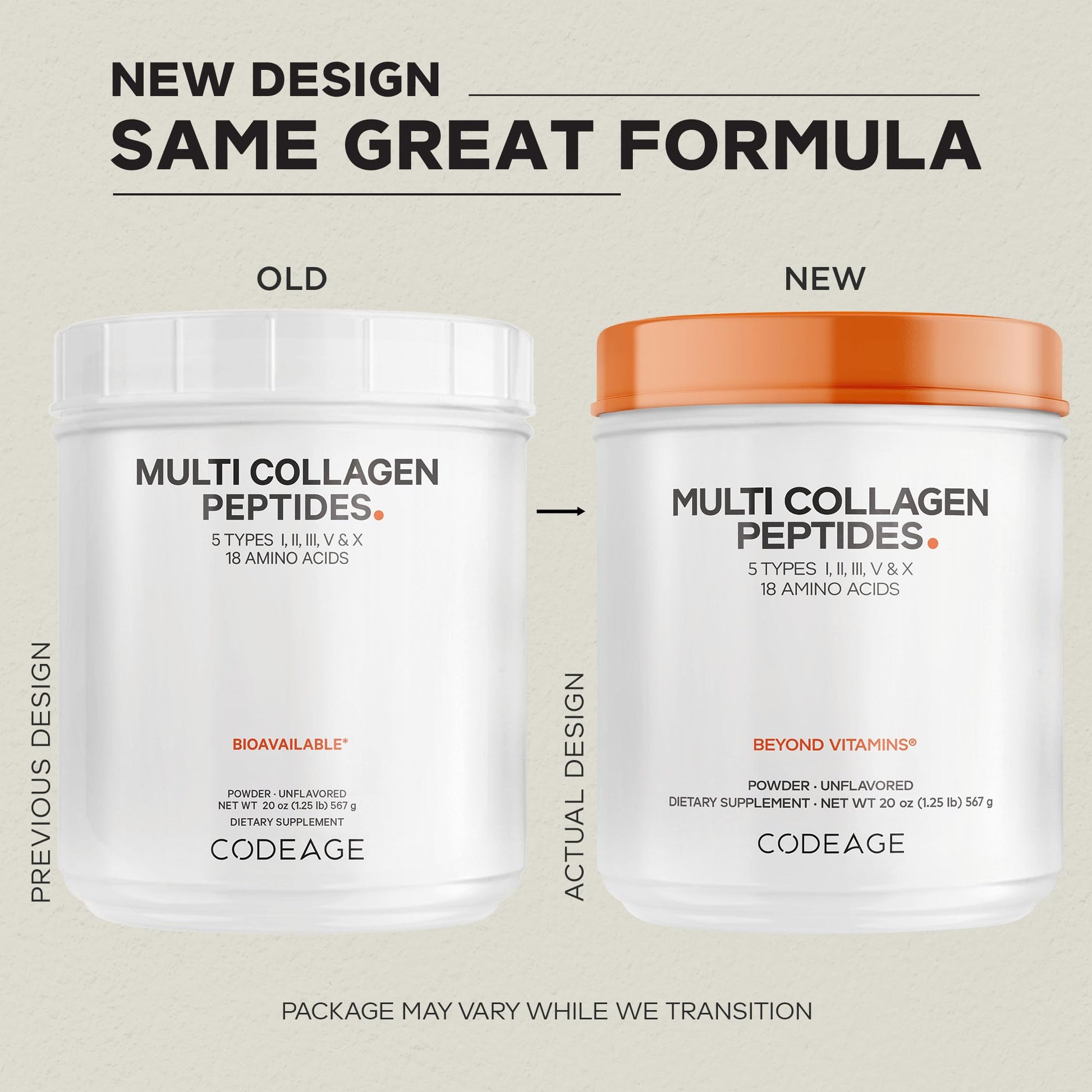 Codeage Multi Collagen Protein Powder Peptides, Hydrolyzed Collagen for Women & Men, Collagen Supplements, Grass Fed Bone Broth, 2-Month Supply, Unflavored, Type 1, 2, 3, 5 & 10, Non-GMO - 20 OZ CodeageBuy Supplements Australia