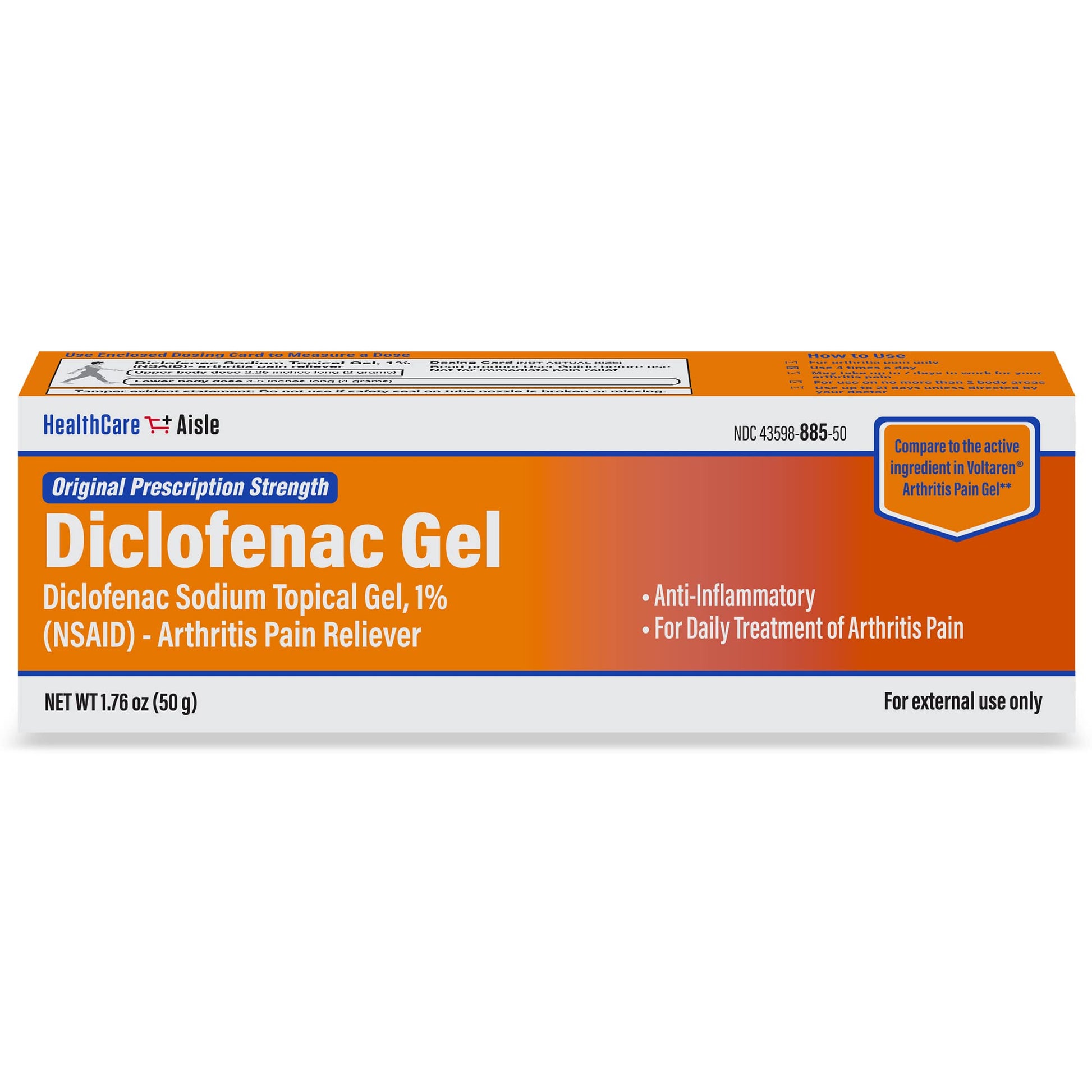HealthCareAisle Diclofenac Gel, 1%, Arthritis Pain Relief - 50 g tube - Original Prescription Strength (NSAID) HealthCareAisleBuy Supplements Australia