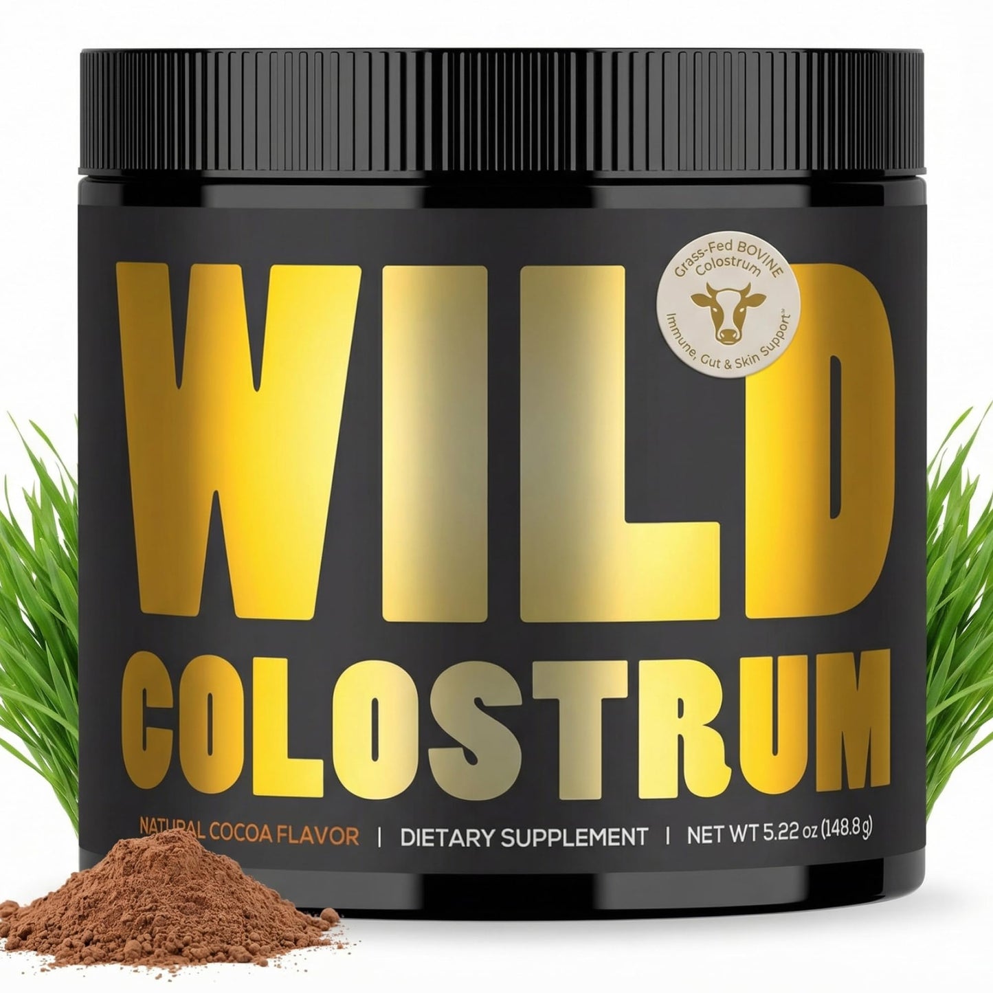 Colostrum Supplement - Grass Fed Pure Bovine Colostrum Powder - 2000mg & 400mg IgG (calostro bovino) - Gut, Immunity, Skin, Hair Support - Sugar Free, Natural Cacao Flavour, 30 Servings Wild FoodsBuy Supplements Australia