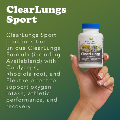 Ridgecrest Herbals ClearLungs Sport, Oxygen Intake and Lung Support Formula with Cordyceps, Rhodiola, Eleuthero (60 Vegan Caps, 30 Serv) RidgeCrest HerbalsBuy Supplements Australia