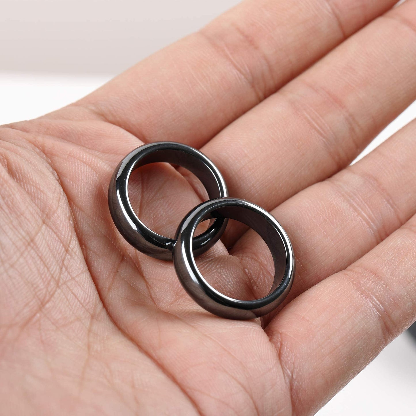 2PCS Genuine Hematite Ring for Women Men Unisex, Black Hematite Stone Ring Anxiety Balance YhluckBuy Supplements Australia