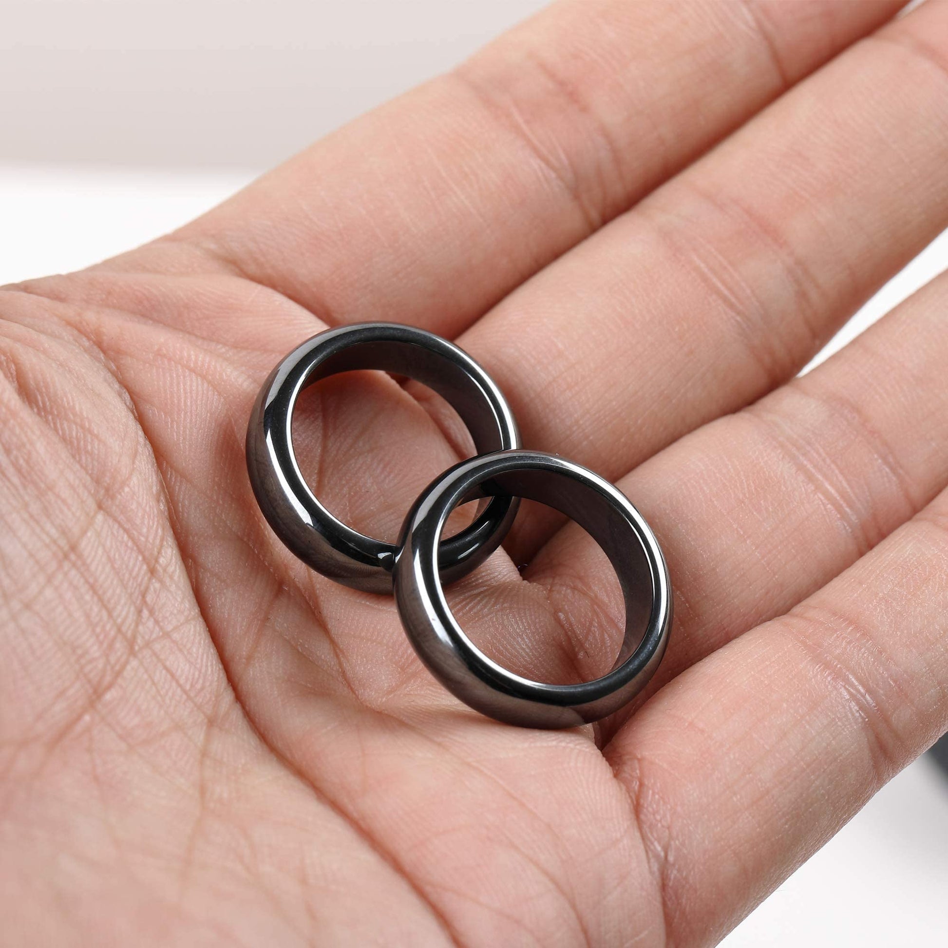 2PCS Genuine Hematite Ring for Women Men Unisex, Black Hematite Stone Ring Anxiety Balance YhluckBuy Supplements Australia