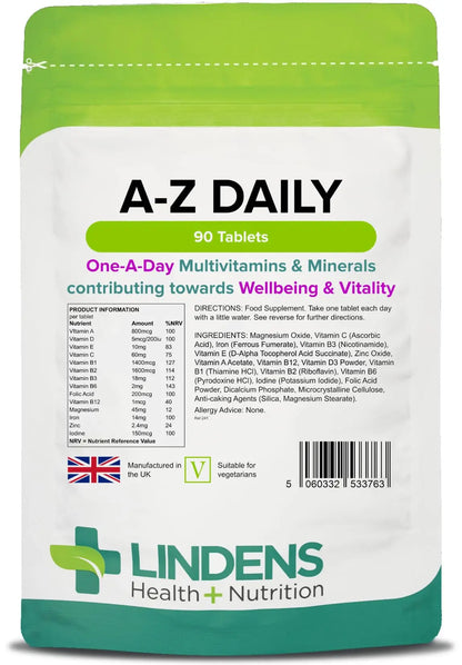 Multivitamin A-Z Daily Tablets 90 Tablets by Lindens LindensBuy Supplements Australia