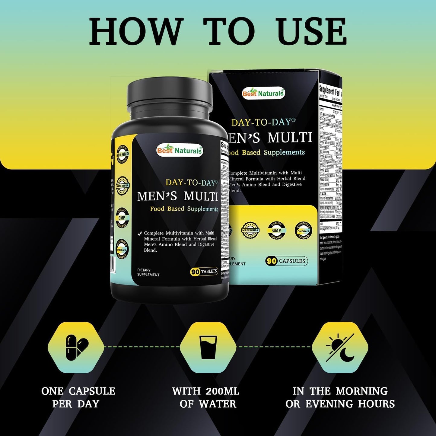 Best Naturals Day-to-Day Men's Multivitamin Food Based Supplement with Vitamin A, L-Arginine, L-Glutamine, L-Lysine- 90 Tablets Best NaturalsBuy Supplements Australia