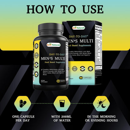 Best Naturals Day-to-Day Men's Multivitamin Food Based Supplement with Vitamin A, L-Arginine, L-Glutamine, L-Lysine- 90 Tablets Best NaturalsBuy Supplements Australia