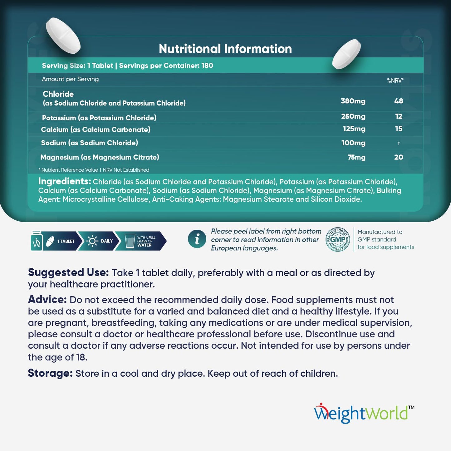 Electrolyte Tablets - 6 Months Supply - 180 Vegan Tablets with Sodium, Magnesium WeightWorldBuy Supplements Australia