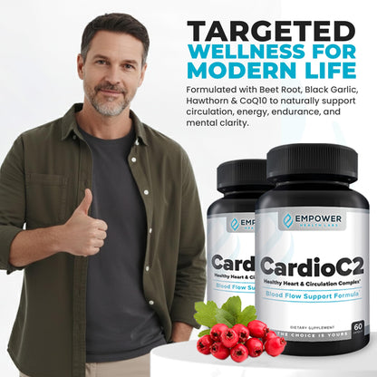 Empower Health Labs CardioC2 Circulation & Energy Support – Doctor-Formulated Blend with Beet Root, Black Garlic, Hawthorn & CoQ10 – Supports Healthy Blood Flow, Energy & Clarity – 60 Capsules Empower Health LabsBuy Supplements Australia