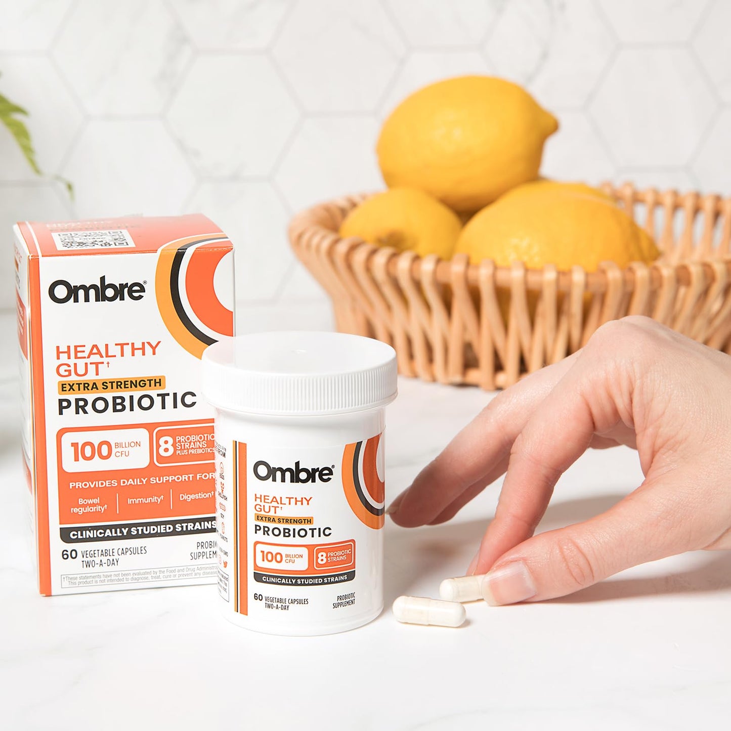 Ombre Healthy Gut Probiotics for Digestive Health 100 Billion CFU - Prebiotics and Probiotics for Women & Men with Lactobacillus Acidophilus & Digestive Enzymes, Gut Health Support, Vegan, 30 Servings OmbreBuy Supplements Australia