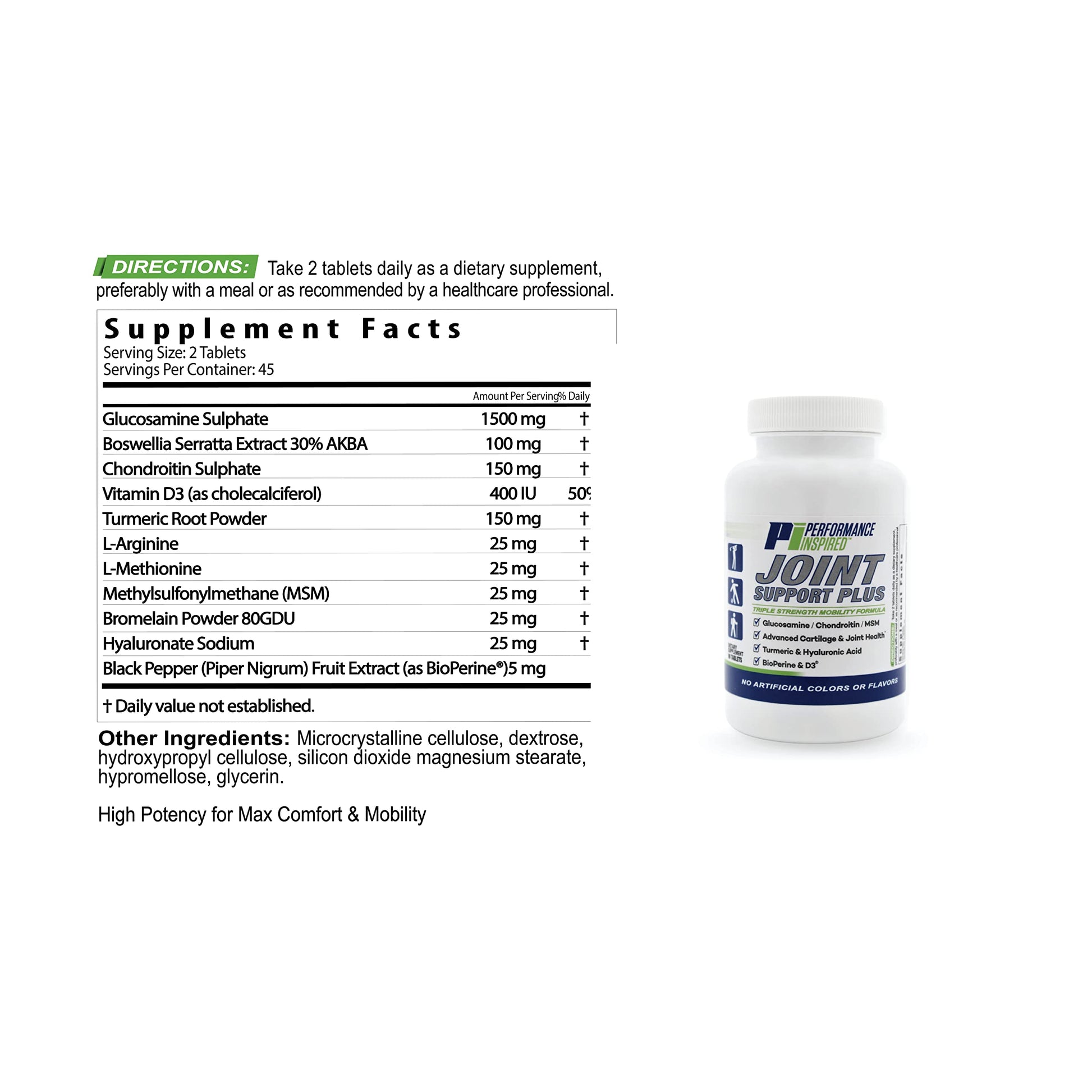 PERFORMANCE INSPIRED Nutrition Joint Support Plus – Glucosamine, Chondroitin, Turmeric & BioPerine – Triple Strength Joint Comfort & Mobility Support – 90 Count PERFORMANCE INSPIREDBuy Supplements Australia