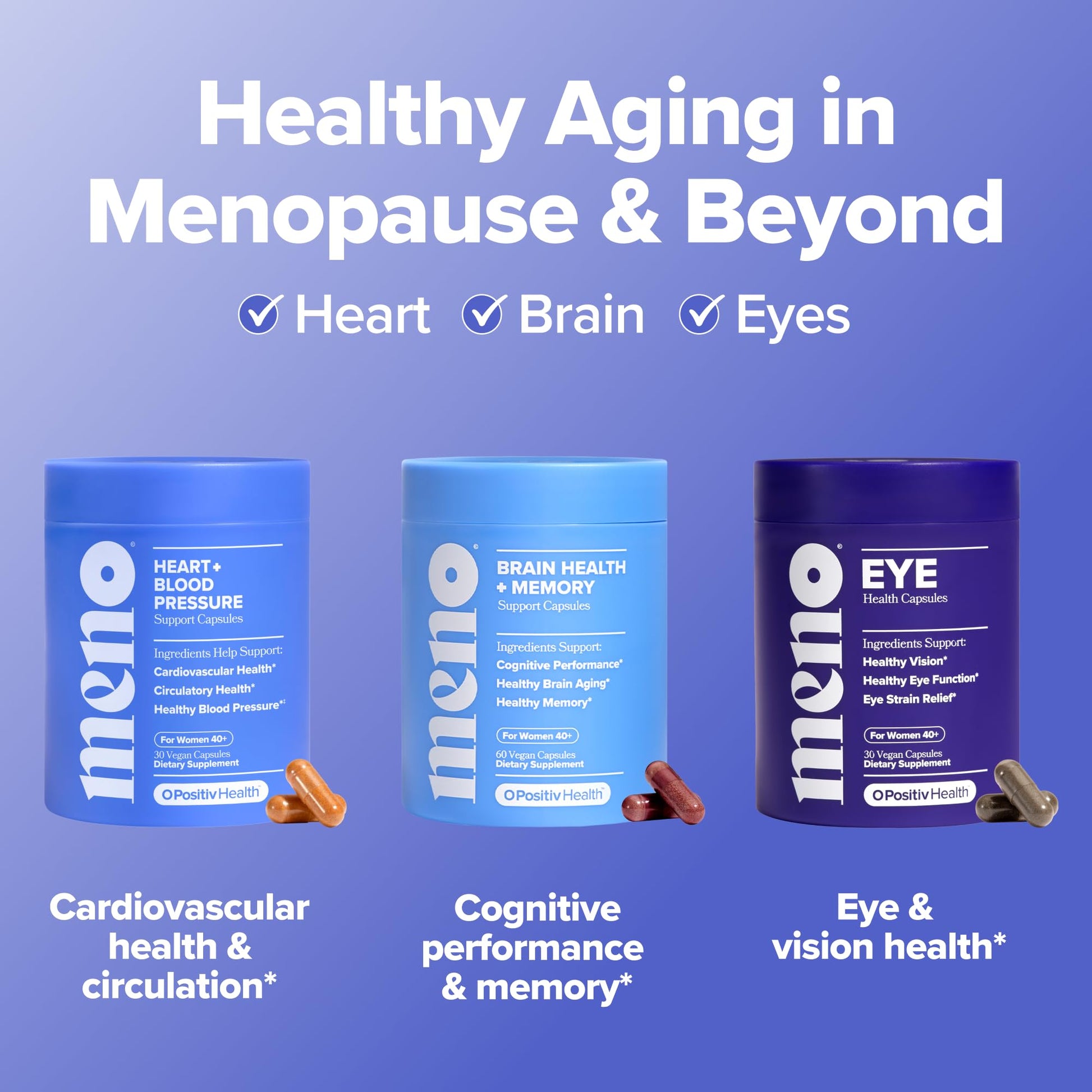 O Positiv MENO Heart + Blood Pressure Support Capsules – Daily Support for Healthy Circulation, Stress Management & Blood Pressure – with CoQ10, Beets, Pine Bark & Saffron – 30 Servings O PositivBuy Supplements Australia