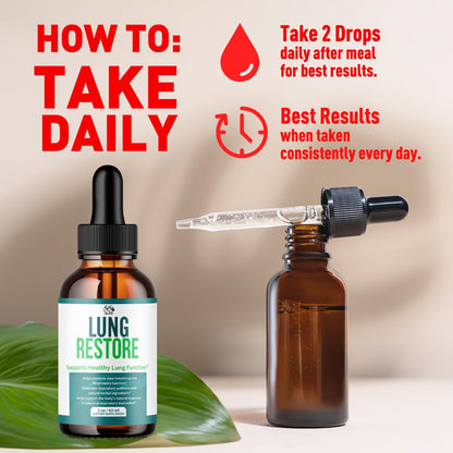 Lung Restore Drops, Official LungRestore Liquid Supplement Drops with All Natural Ingredients, Lung Restore Advanced Lungs Wellness Support Formula with Premium Vitamins for Women & Men (30 Servings) MJOBuy Supplements Australia