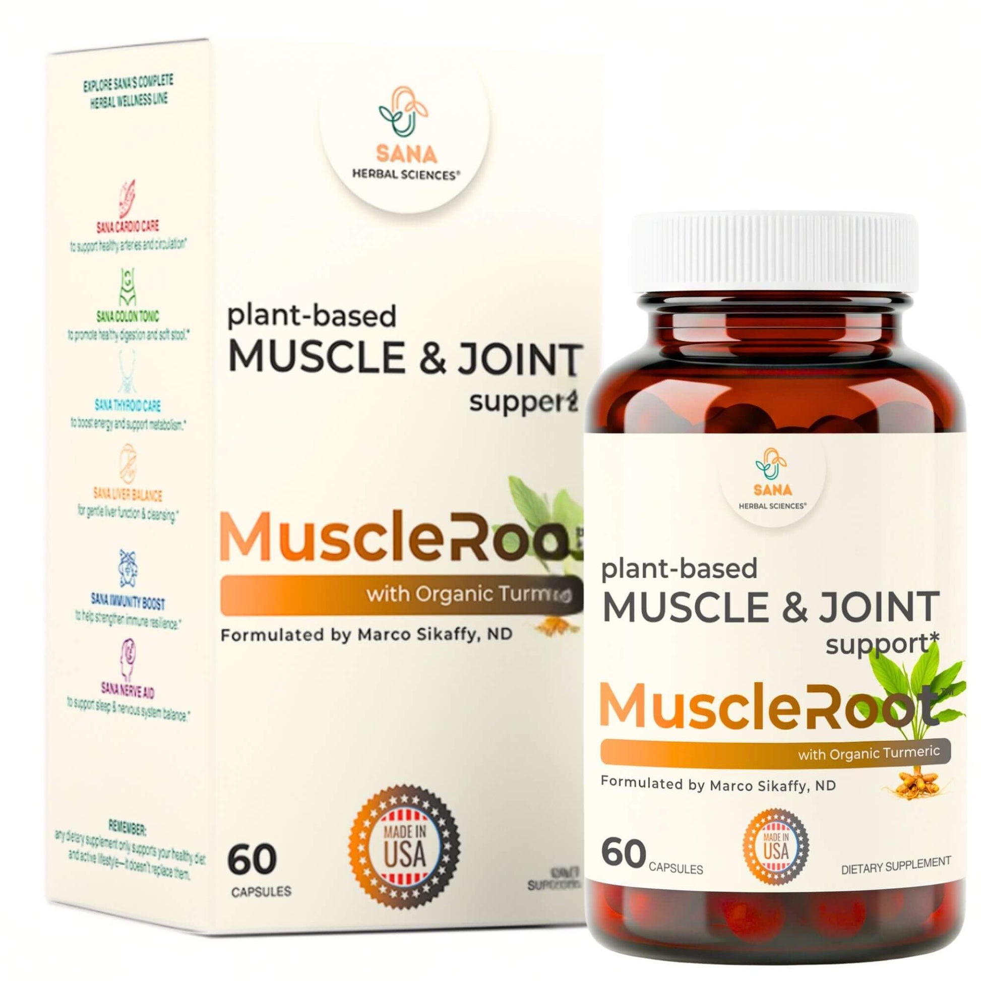 Muscle & Joint Support Supplement – Botanical Formula for Healthy Inflammatory Response | 6 Research-Backed Botanicals | Organic Turmeric | 60 Capsules | Sana Herbal Sana Herbal SciencesBuy Supplements Australia