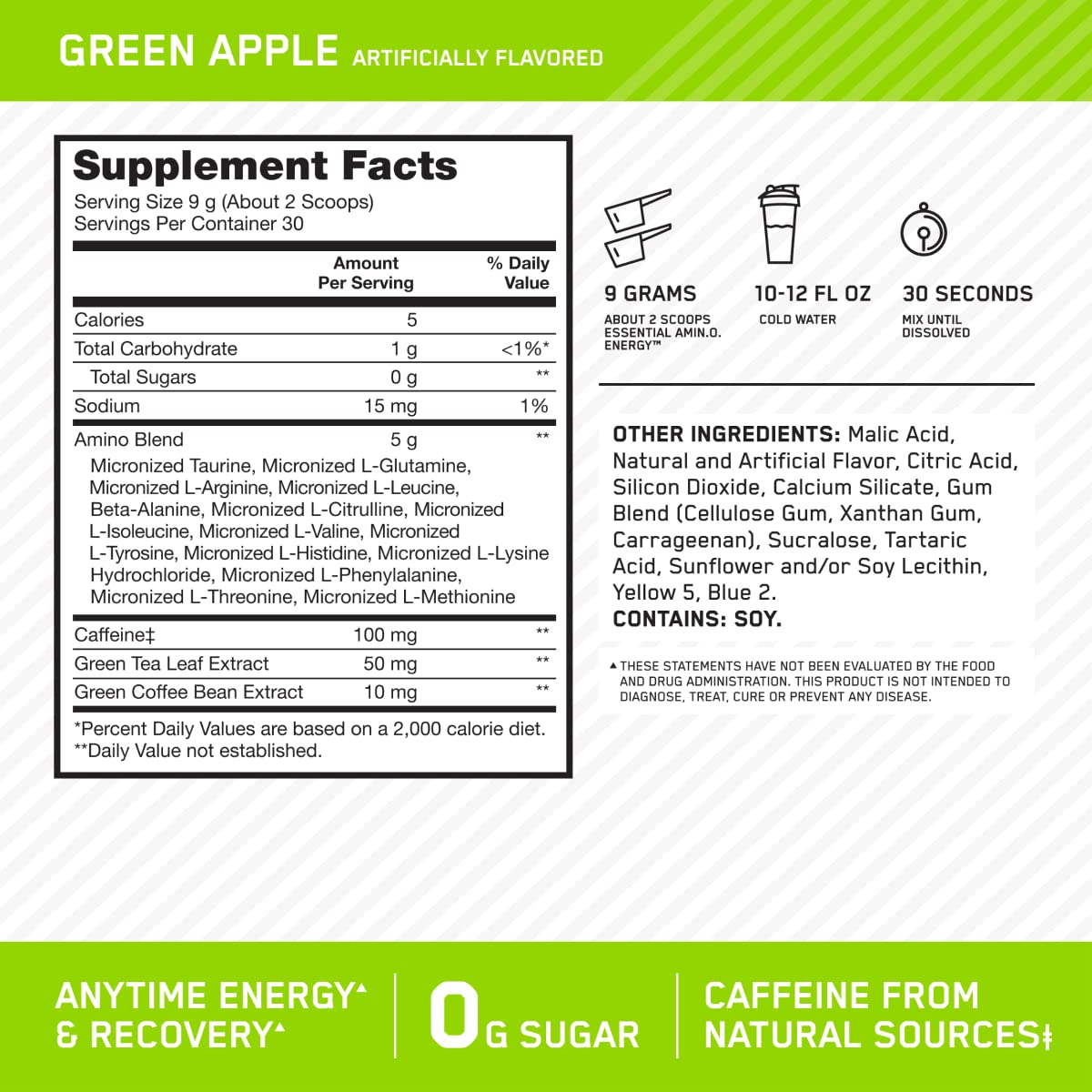 Optimum Nutrition Amino Energy - Pre Workout with Green Tea, BCAA, Amino Acids Optimum NutritionBuy Supplements Australia