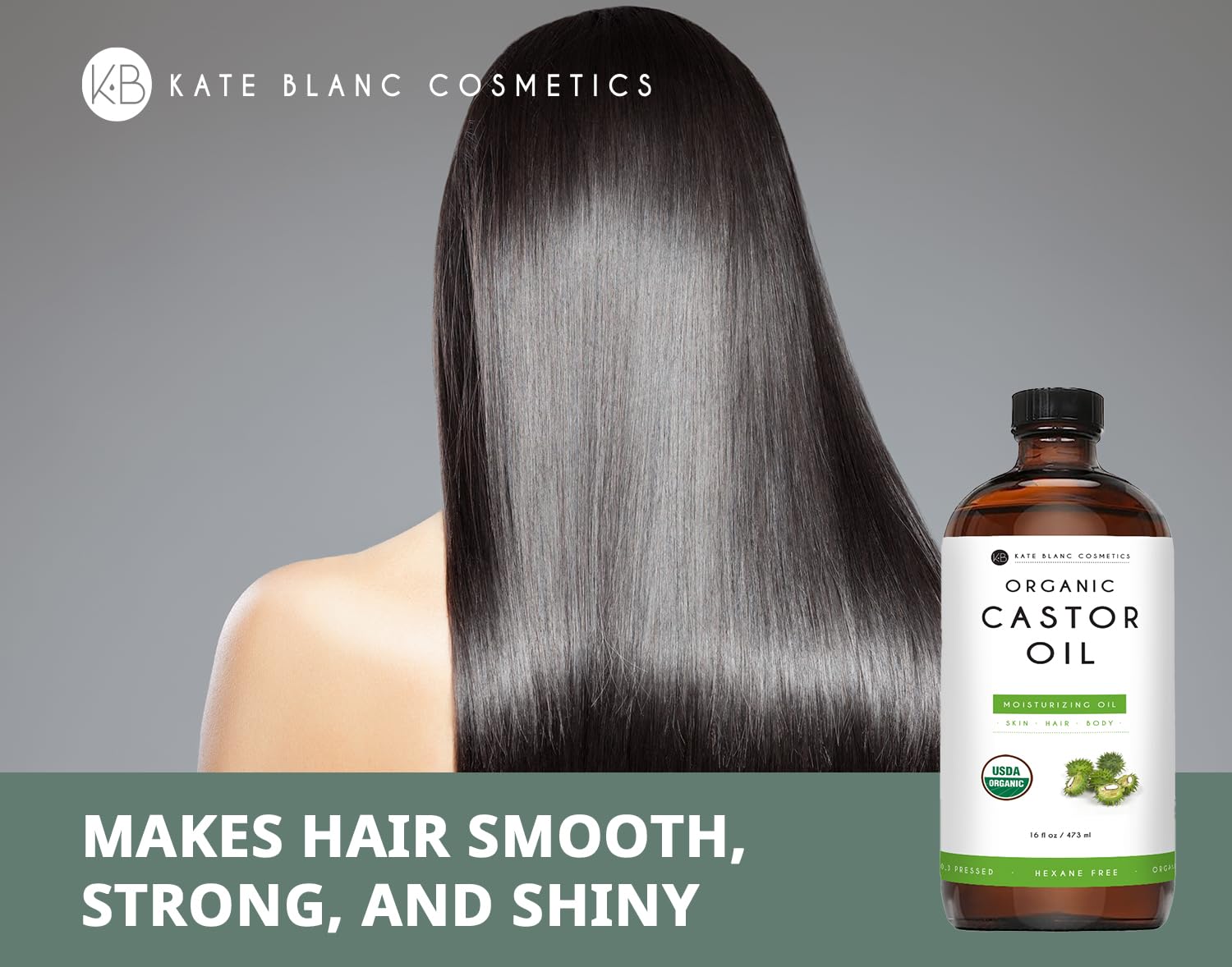 Kate Blanc Cosmetics Castor Oil Organic for Hair Growth & Body (16oz). 100% Pure Cold-Pressed Kate Blanc CosmeticsBuy Supplements Australia