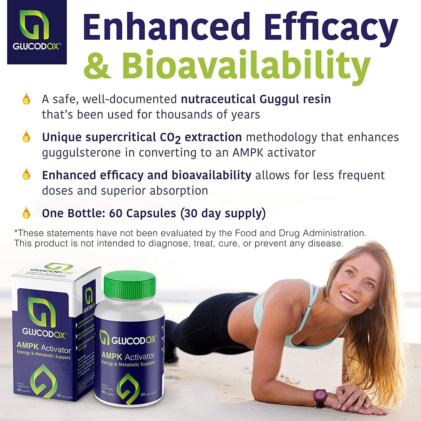 GlucodOX AMPK Activator Supplement – AMPK Enzyme, Metabolism Booster, Guggul Supplement for Body Management & Longevity – Vegan Metabolic Support - 30 Day Supply (60 Capsules) GlucodOXBuy Supplements Australia