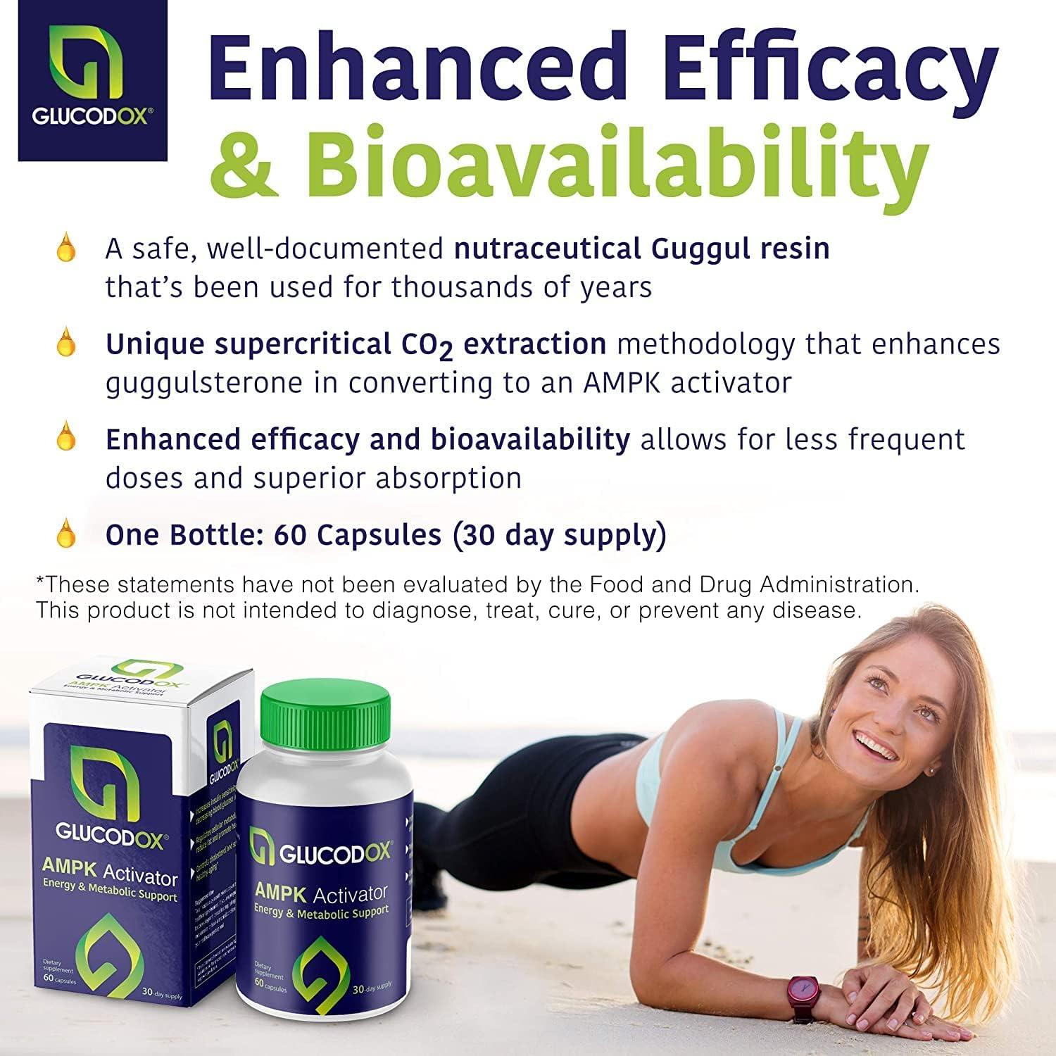 GlucodOX AMPK Activator Supplement – AMPK Enzyme, Metabolism Booster, Guggul Supplement for Body Management & Longevity – Vegan Metabolic Support - 30 Day Supply (60 Capsules) GlucodOXBuy Supplements Australia