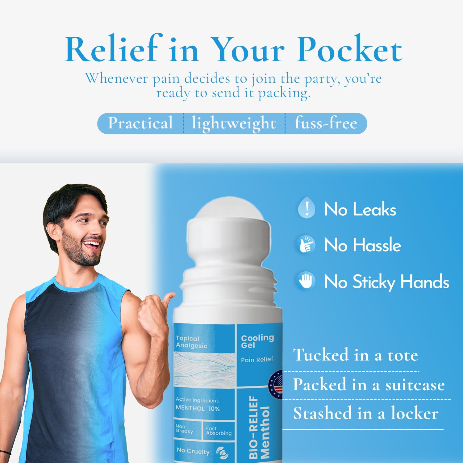 BIO-Relief Pain Roll On w 10% Menthol & Arnica | Highly Effective, Cool & Topical Pain Relief Extra Strength for Arthritis, Muscle, Joint, & Back - Easy Roll On Maximum Strength, Made in USA Scientific Solutions GlobalBuy Supplements Australia