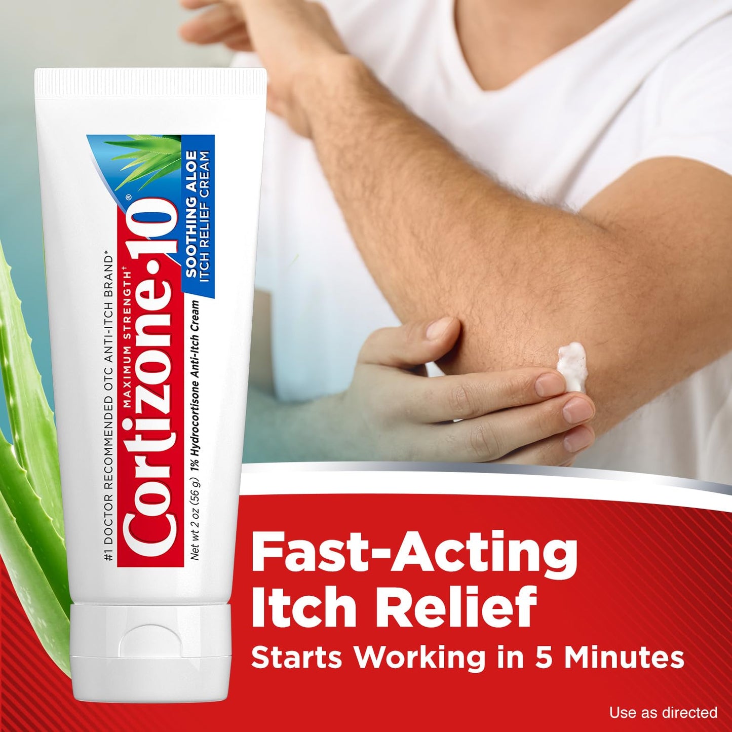 Cortizone-10 Maximum Strength Soothing Aloe Itch Relief Cream, 1% Hydrocortisone, Fast-Acting, Anti-Itch Cream for Bug Bites, Rash, Eczema, Psoriasis, Poison Ivy, Oak, Sumac, 2 oz (Pack of 4) Cortizone 10Buy Supplements Australia