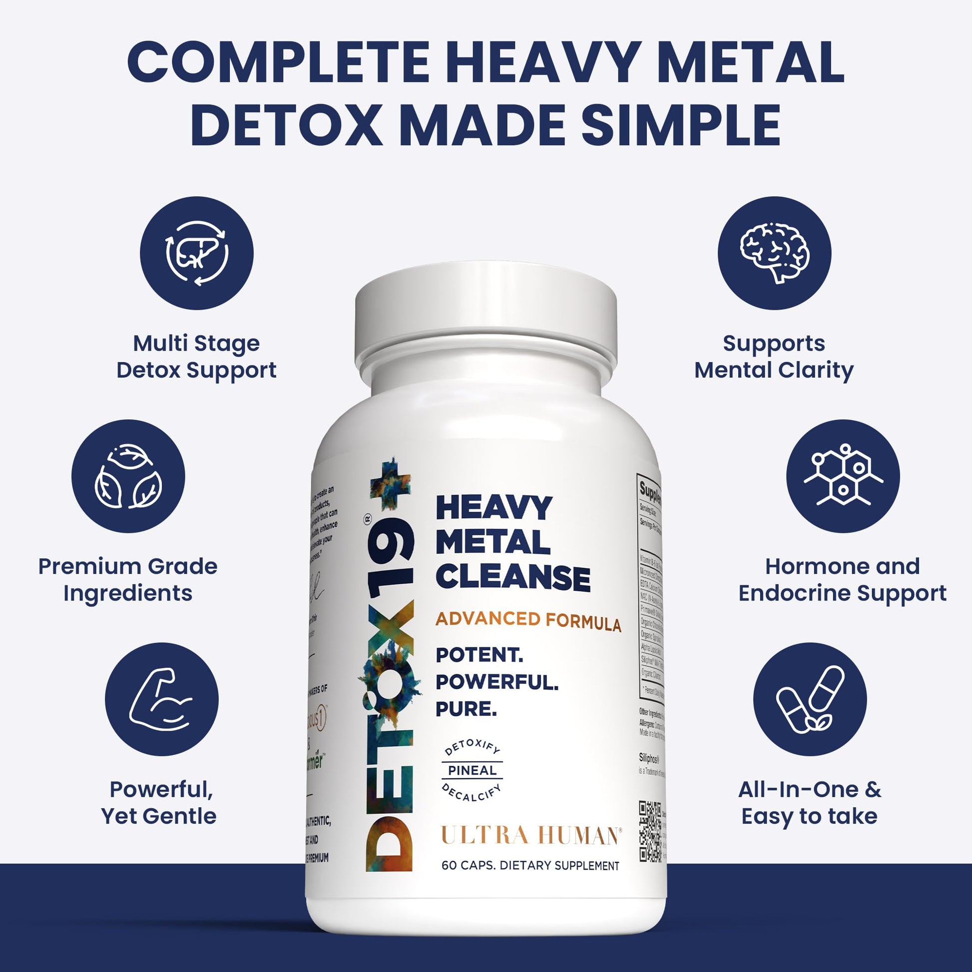 Ultra Human Daily Wellness Support – Heavy Metal Detox Cleanse, with Zeolite, Shilajit, Organic Chlorella & Spirulina, NAC & Alpha Lipoic. Supports Daily Detox, Cognition, Immune System -(Made in USA) Ultra HumanBuy Supplements Australia