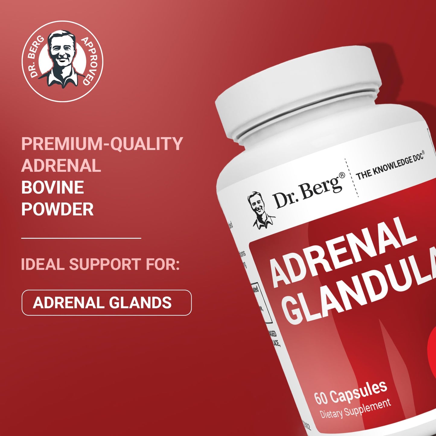 Dr. Berg Adrenal Glandular - Hormone Balance Formula That Supports Healthy Adrenal Function - Adrenal Support Supplement - 60 Capsules Dr. Berg NutritionalsBuy Supplements Australia
