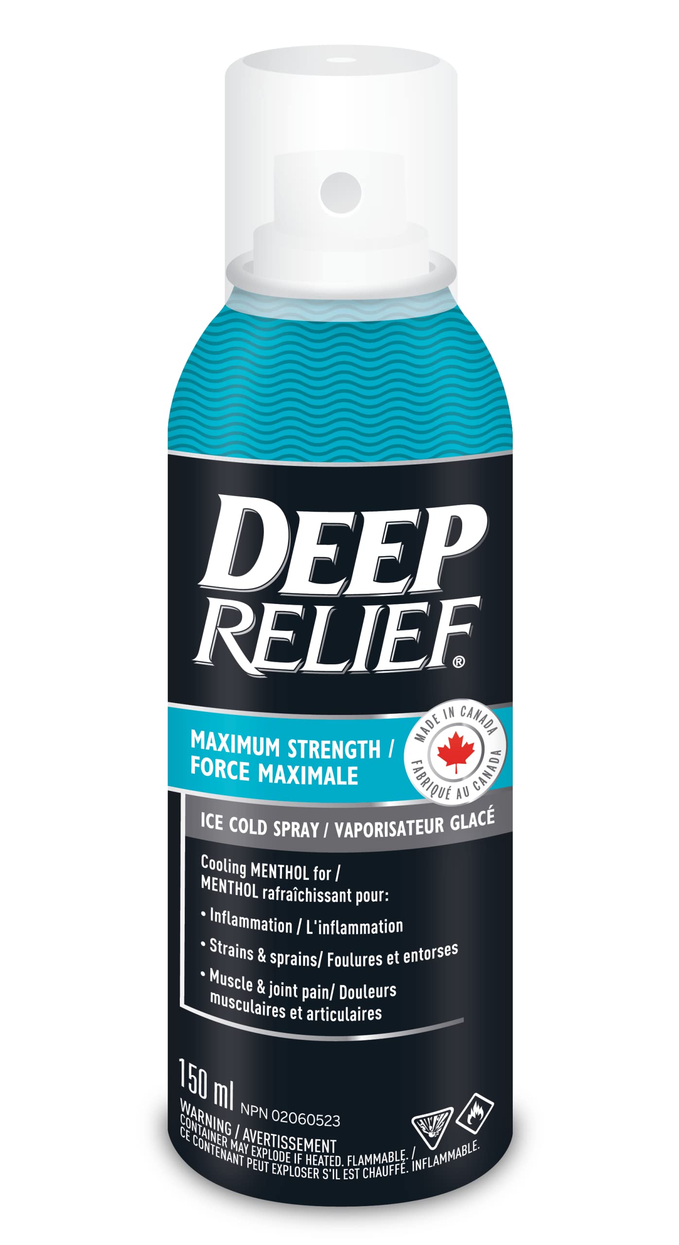 Deep Relief Ice Cold Spray, 150ml - Plastic Bottle, Spray, Cold Therapy, Turquoise, 5.3cm x 5.3cm x 17.1cm Deep ReliefBuy Supplements Australia