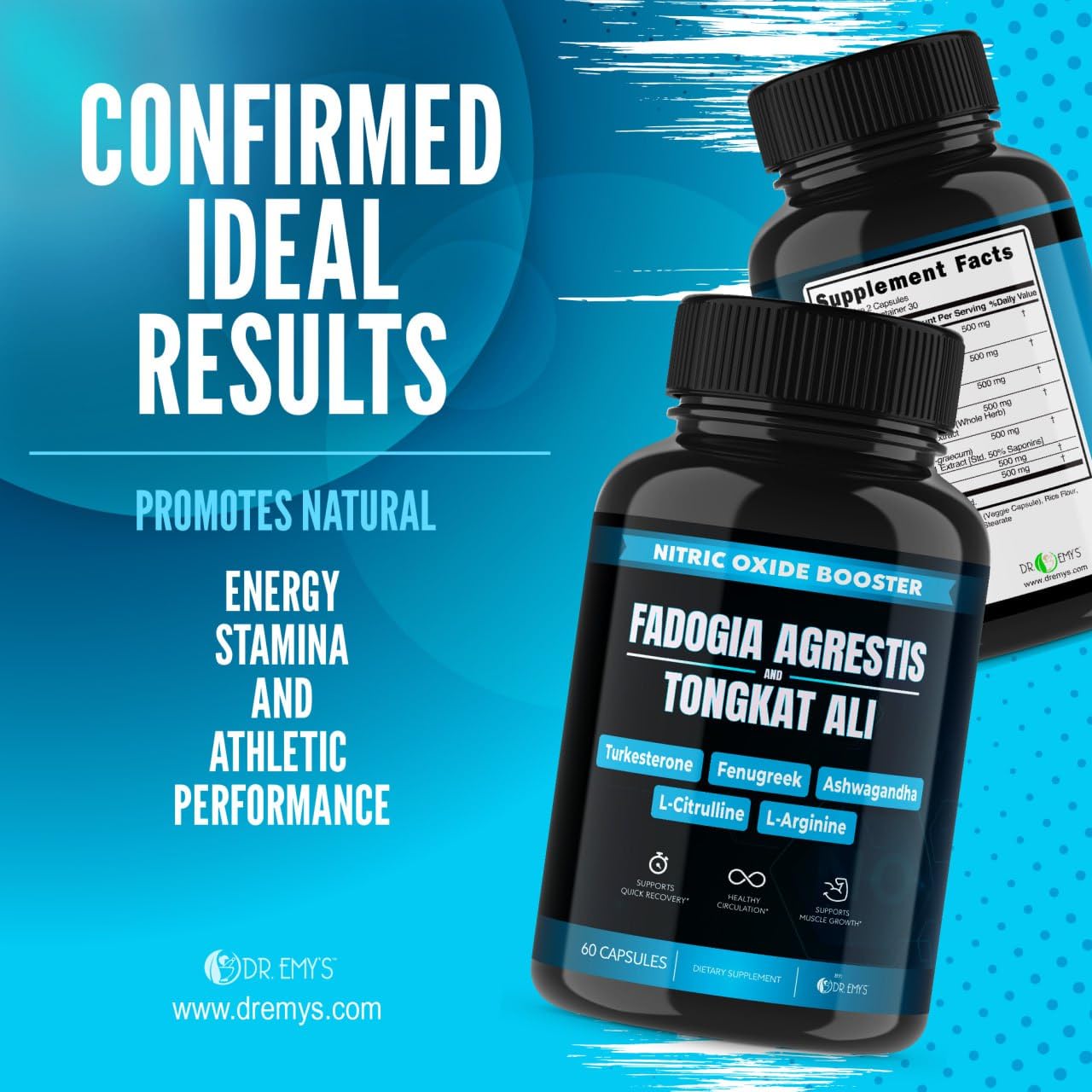(2 Pack) Tongkat Ali Fadogia Agrestis Nitric Oxide Ashwagandha Supplement for Men Dr. Emy'sBuy Supplements Australia