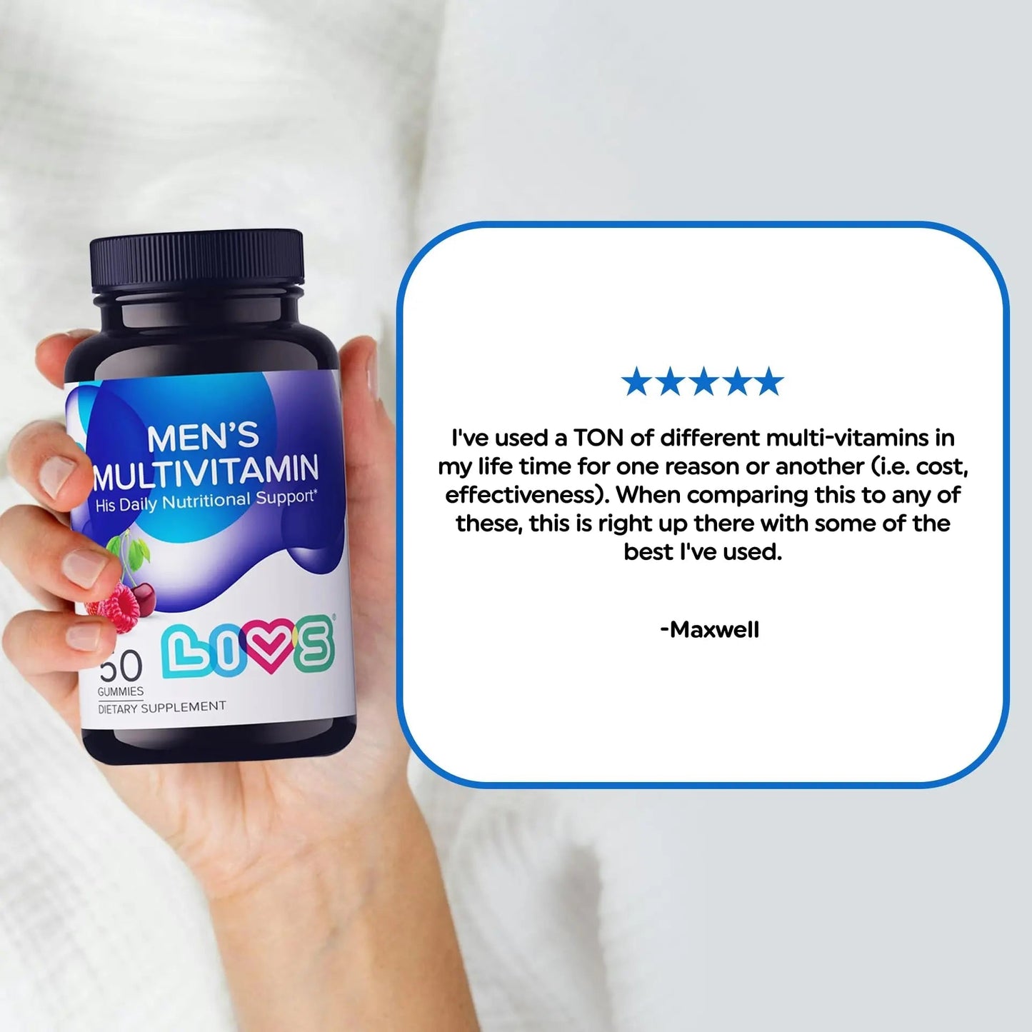 LIVS Men’s Multivitamins Gummies | Chewable Multivitamins for Men Health, Iron & Immune Support | Daily Vitamins with Zinc, Vitamin D3, B12, Biotin & More | LIVSBuy Supplements Australia