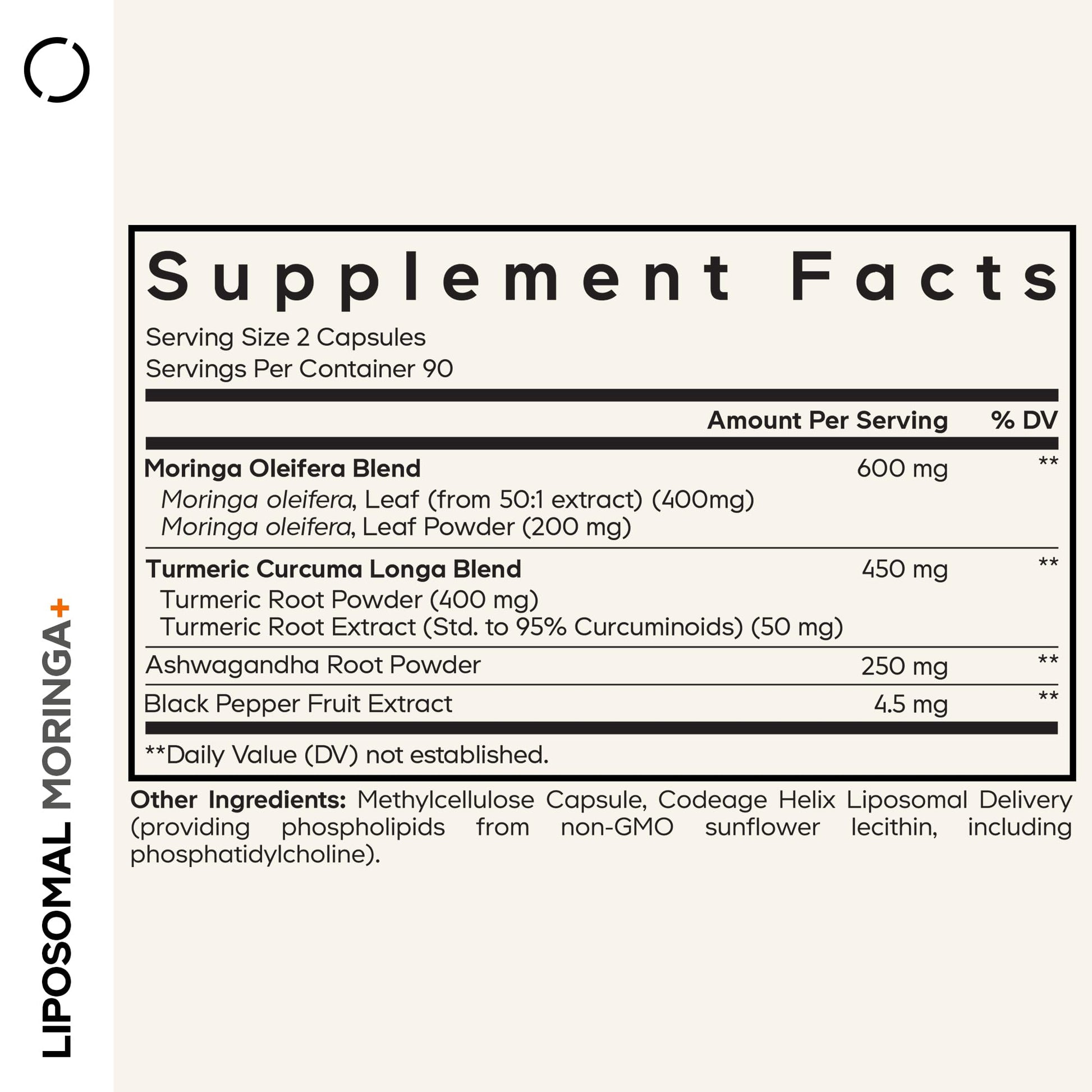 Codeage Liposomal Moringa+ Supplement, 400mg Moringa 50:1 Extract - Turmeric, Ashwagandha, Black Pepper, 3-Month Supply, Vegan Moringa Powder - 180 Capsules CodeageBuy Supplements Australia